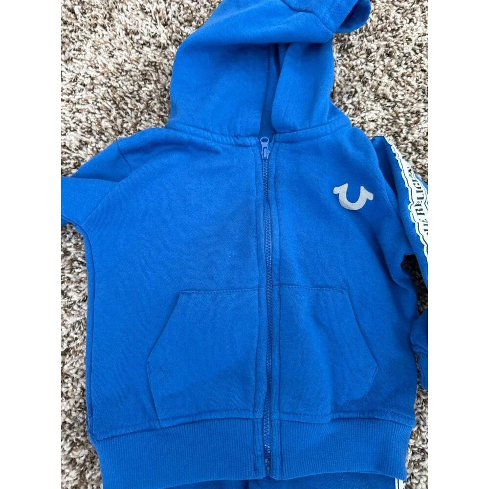 True Religion Baby Boys Fleece Hoodie Jogger Set Blue Size 12 Mths Jacket 18 M